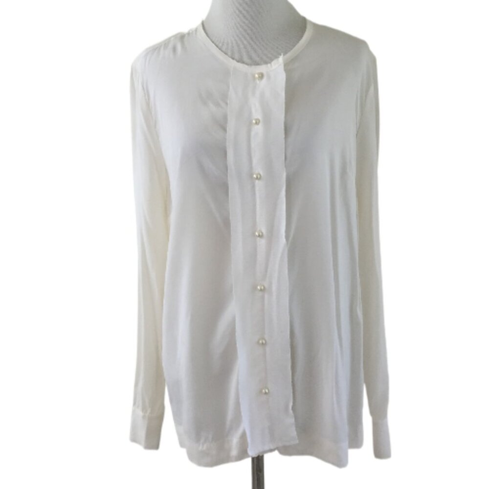 Ann Taylor Silk Bone Blouse 12